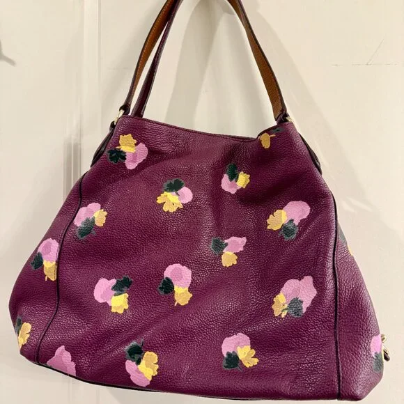 Coach Edi Plumb Floral Shoulder Bag - Picture 3 of 6